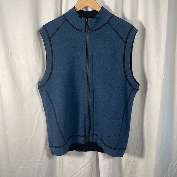 Tommy Bahama Reversible Zip Vest | Black and Blue | Large - Picture 4 of 6